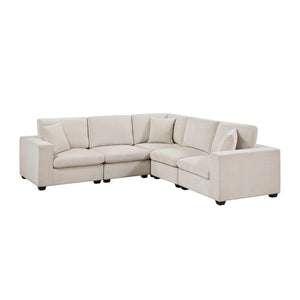 Chenille Fabric 5-Piece Modular Sectional