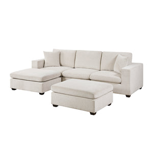 Chenille Fabric 5-Piece Modular Sectional with Two Ottomans