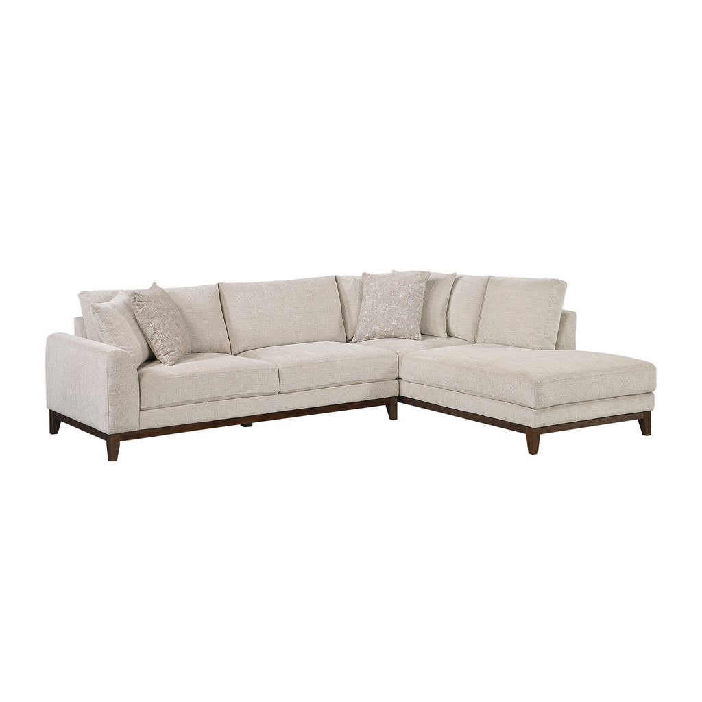 Chenile Fabric 2-Piece Sectional with Right Chaise