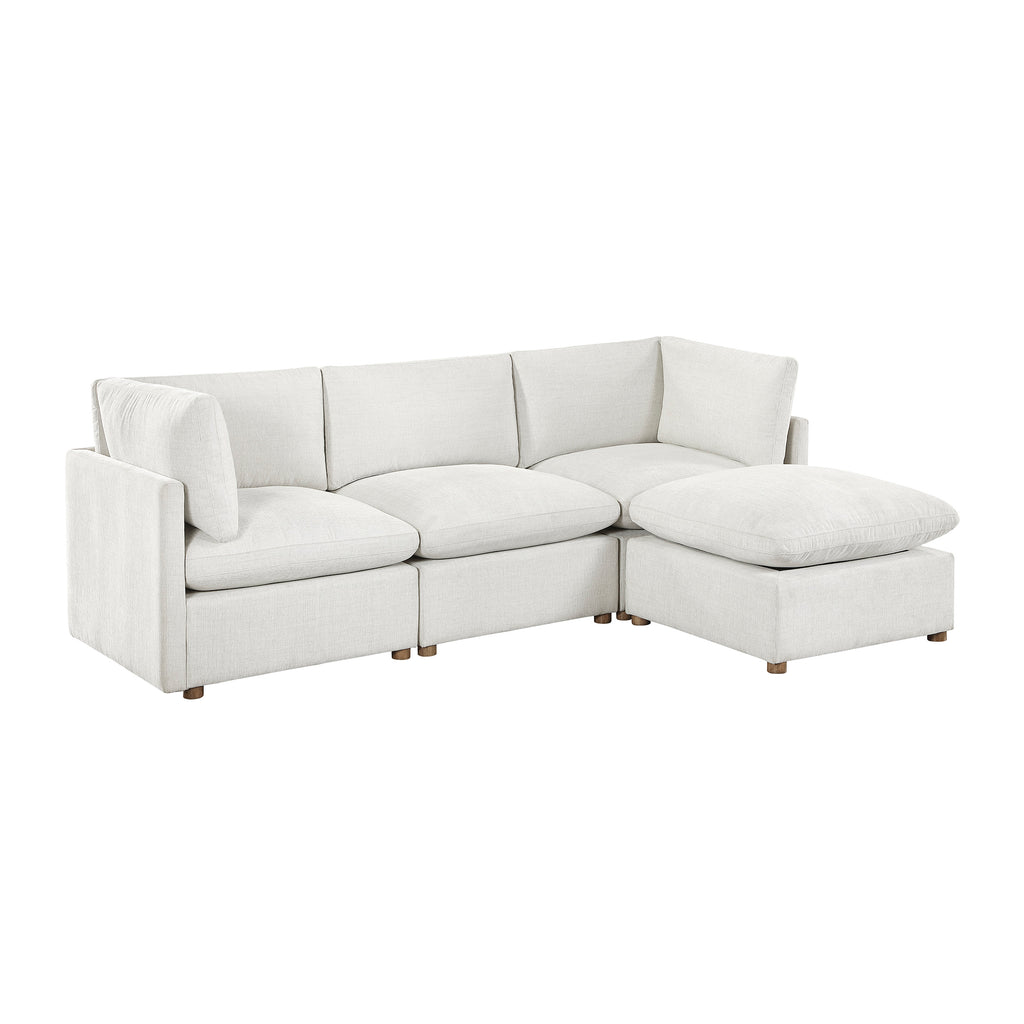 Chenille Fabric 4-Piece Modular Sectional with Ottoman