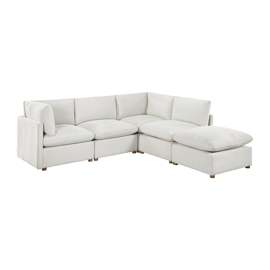 Chenille Fabric 5-Piece Modular Sectional with Ottoman