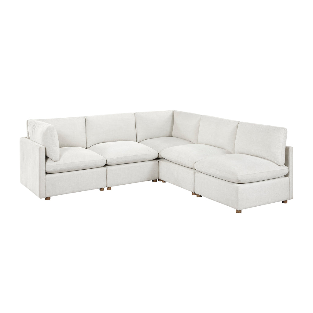 Chenille Fabric 5-Piece Modular Sectional