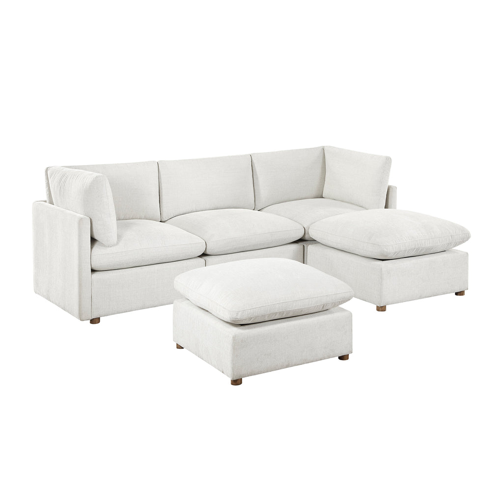 Chenille Fabric 5-Piece Modular Sectional with Two Ottomans