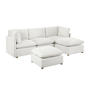 Chenille Fabric 5-Piece Modular Sectional with Two Ottomans
