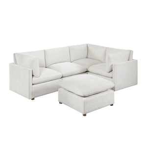 Chenille Fabric 5-Piece Modular Sectional with Ottoman