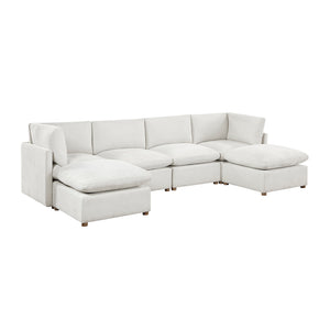 Chenille Fabric 6-Piece Modular Sectional with Two Ottomans