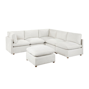 Chenille Fabric 6-Piece Modular Sectional with Ottoman