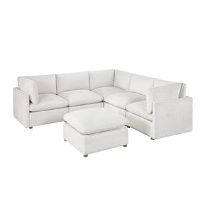 Chenille Fabric 6-Piece Modular Sectional with Ottoman
