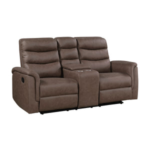Microfiber Manual Double Glider Reclining Loveseat with Center Console