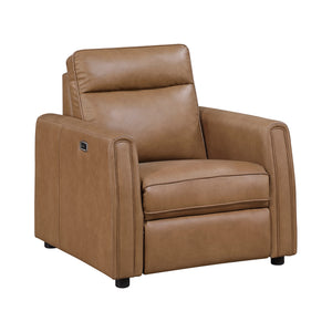 Faux Leather Power Reclining Chair with Rounded Track Arms