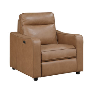 Faux Leather Power Reclining Chair with Curved Track Arms
