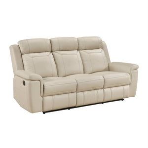 Leather Match Manual Double Reclining Sofa