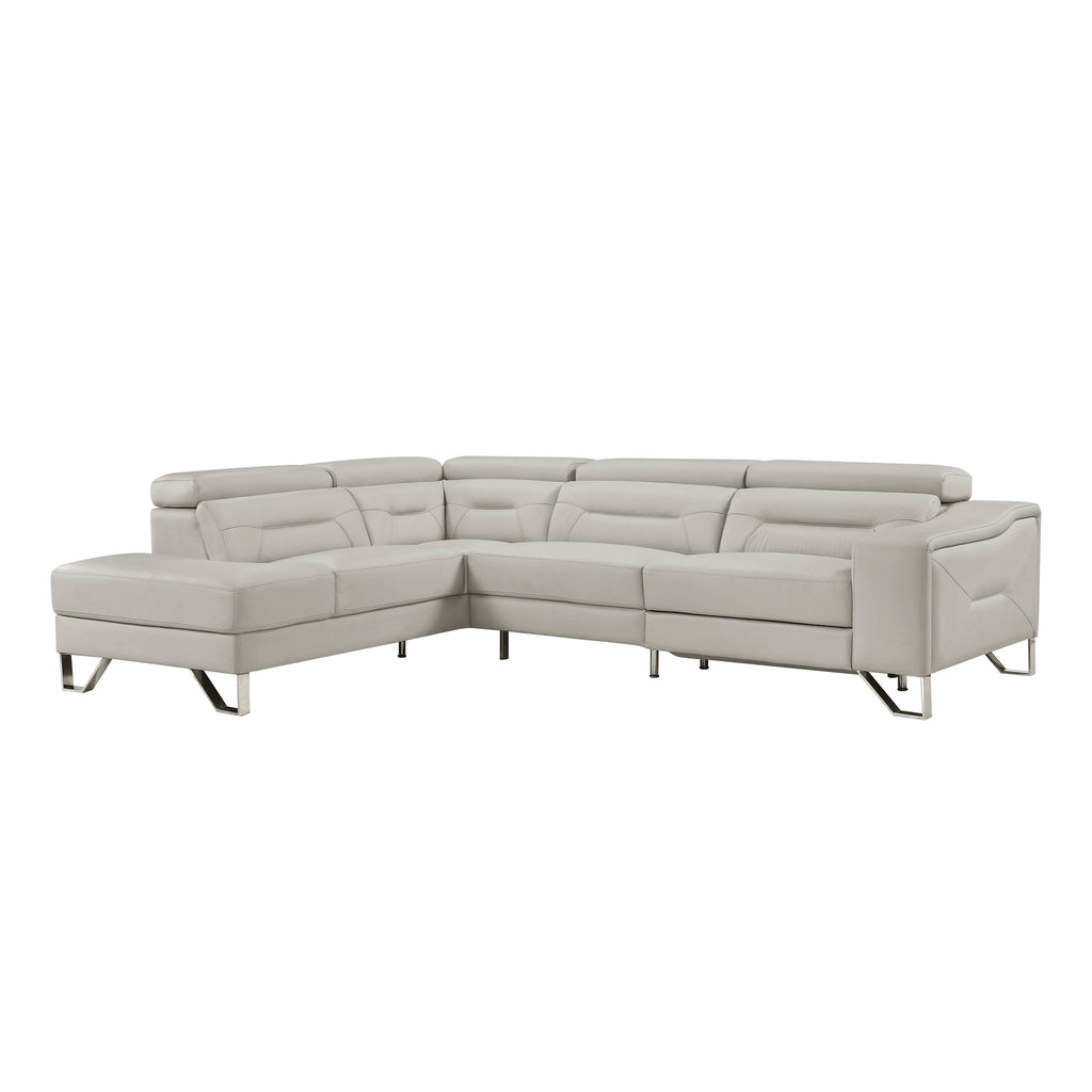 Leather 2-Piece Sectional with Left Chaise and Adjustable Headrests with Charging ports