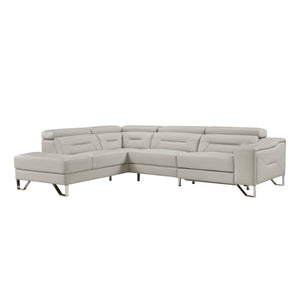 Leather 2-Piece Sectional with Left Chaise and Adjustable Headrests with Charging ports