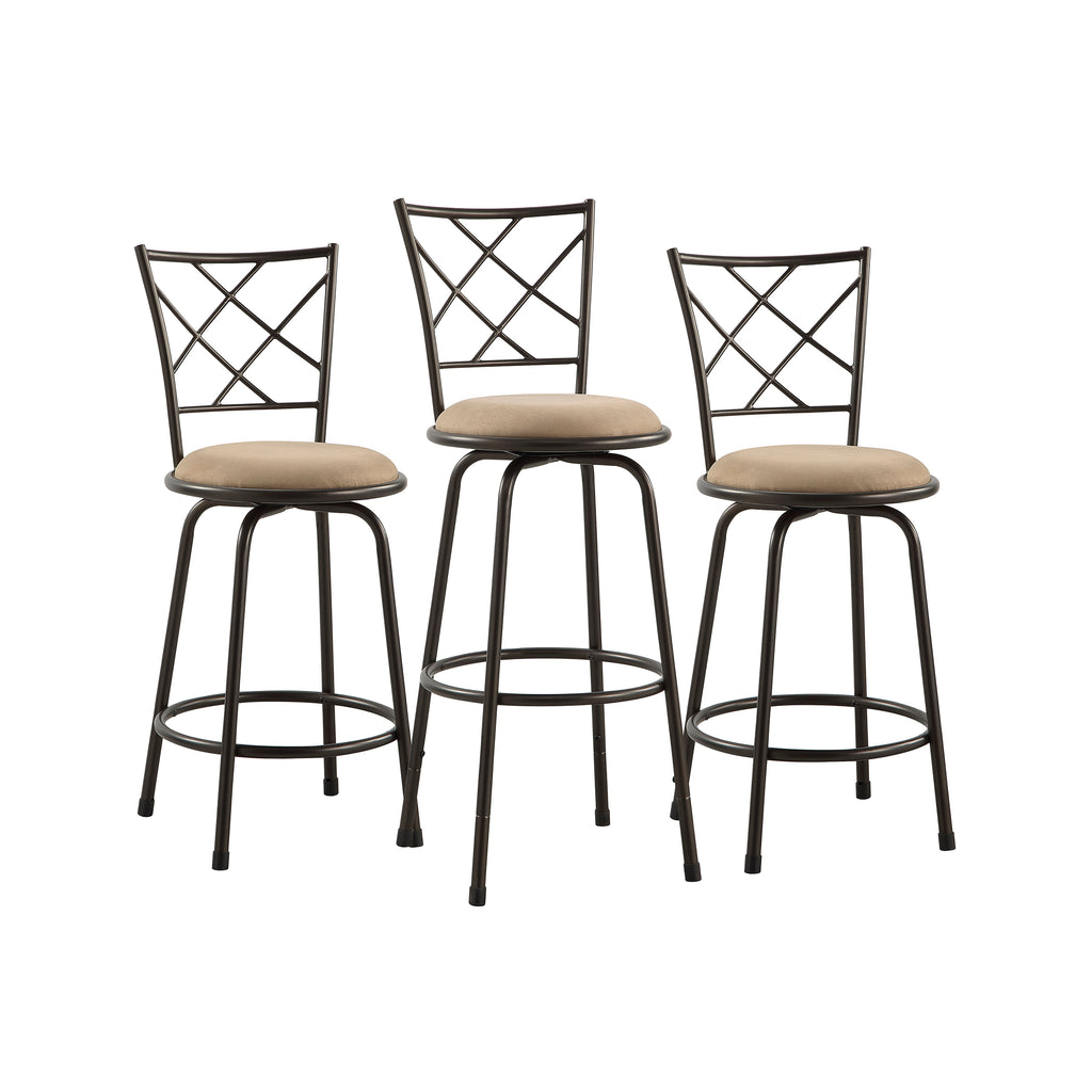 Microfiber 3-Piece Pack Convertible Swivel Counter/Pub Height Chair (Set of 3)