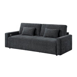 Textured Fabric Convertible Queen Sleeper Sofa with Charging Ports
