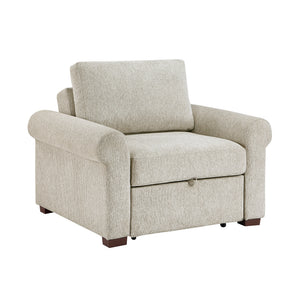 Textured Microfiber Convertible Chair with Pull-out Bed, Click Motion Back and Two Roll Arms