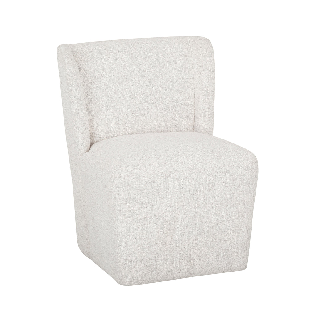 Boucle Fabric Dining Chair with Casters base