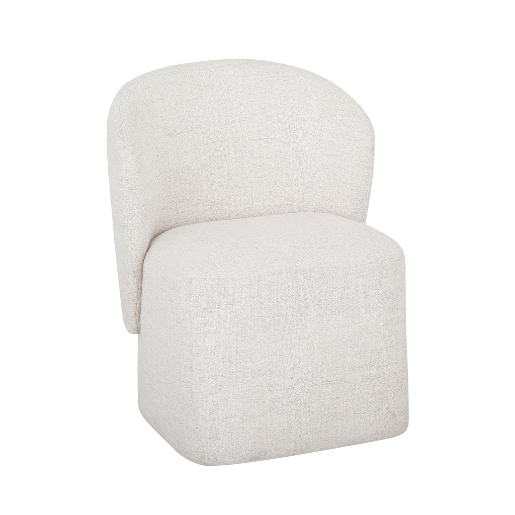 Boucle Fabric Dining Chair with Casters base