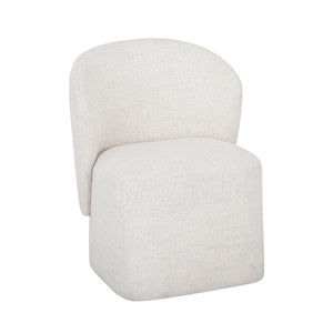 Boucle Fabric Dining Chair with Casters base