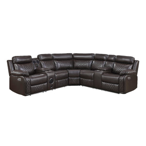 Faux Leather 3-Piece Power Reclining Sectional with Two Consoles and Charging Port