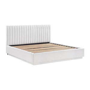 Textured Fabric Platform Bed, King