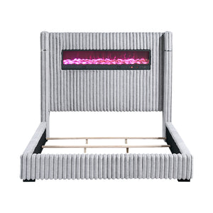 Corduroy Fabric Queen Bed