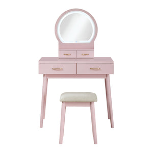 Vanity Dresser with Mirror and Stool