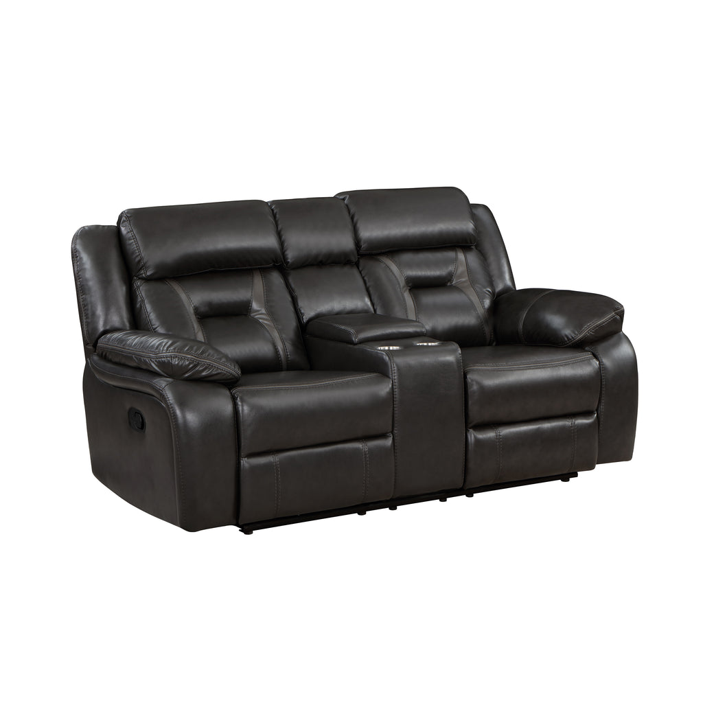 Manual Double Reclining Love Seat with Center Console