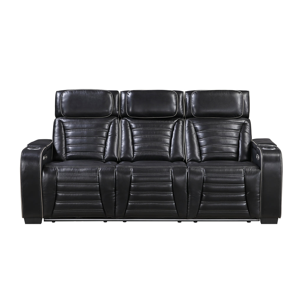 Leather Match Power Double Reclining Sofa