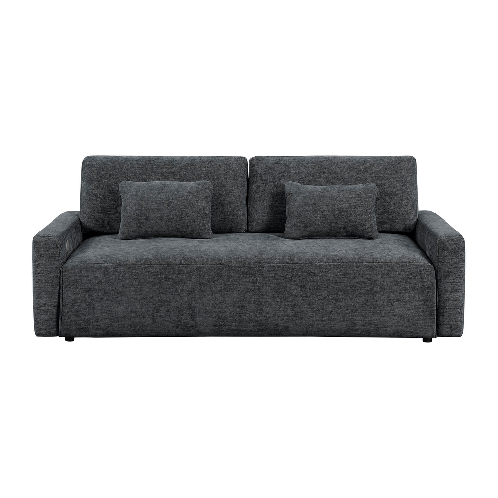 Textured Fabric Convertible Queen Sleeper Sofa with Charging Ports