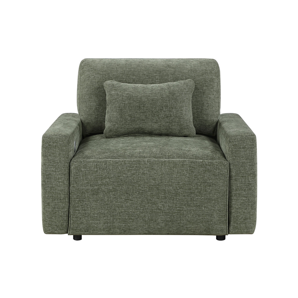 Textured Fabric Convertible Sleeper Chair with Charging Ports
