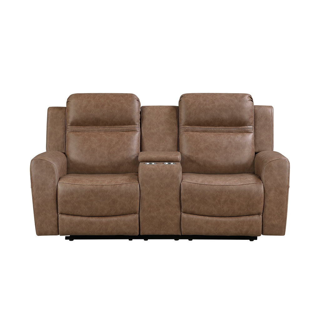 Polished Microfiber Manual Double Reclining Loveseat