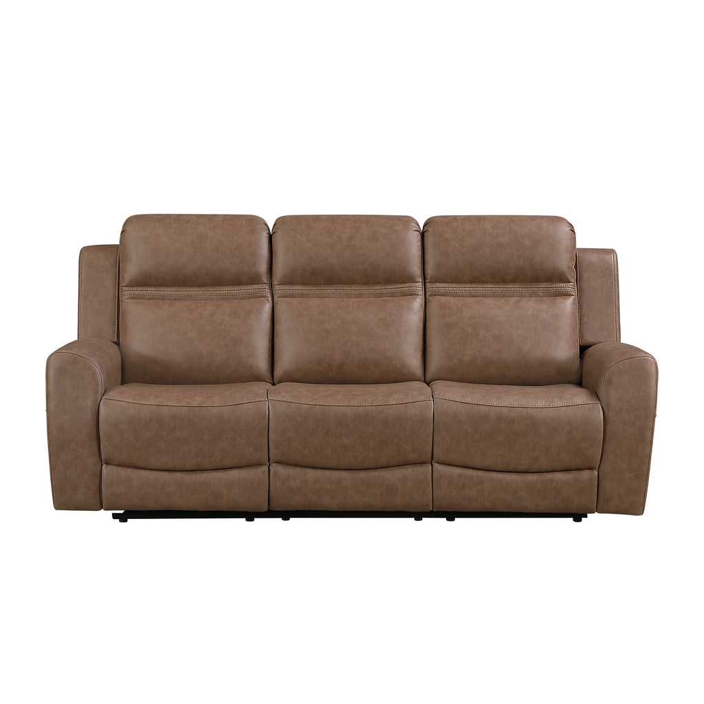 Polished Microfiber Manual Double Reclining Sofa