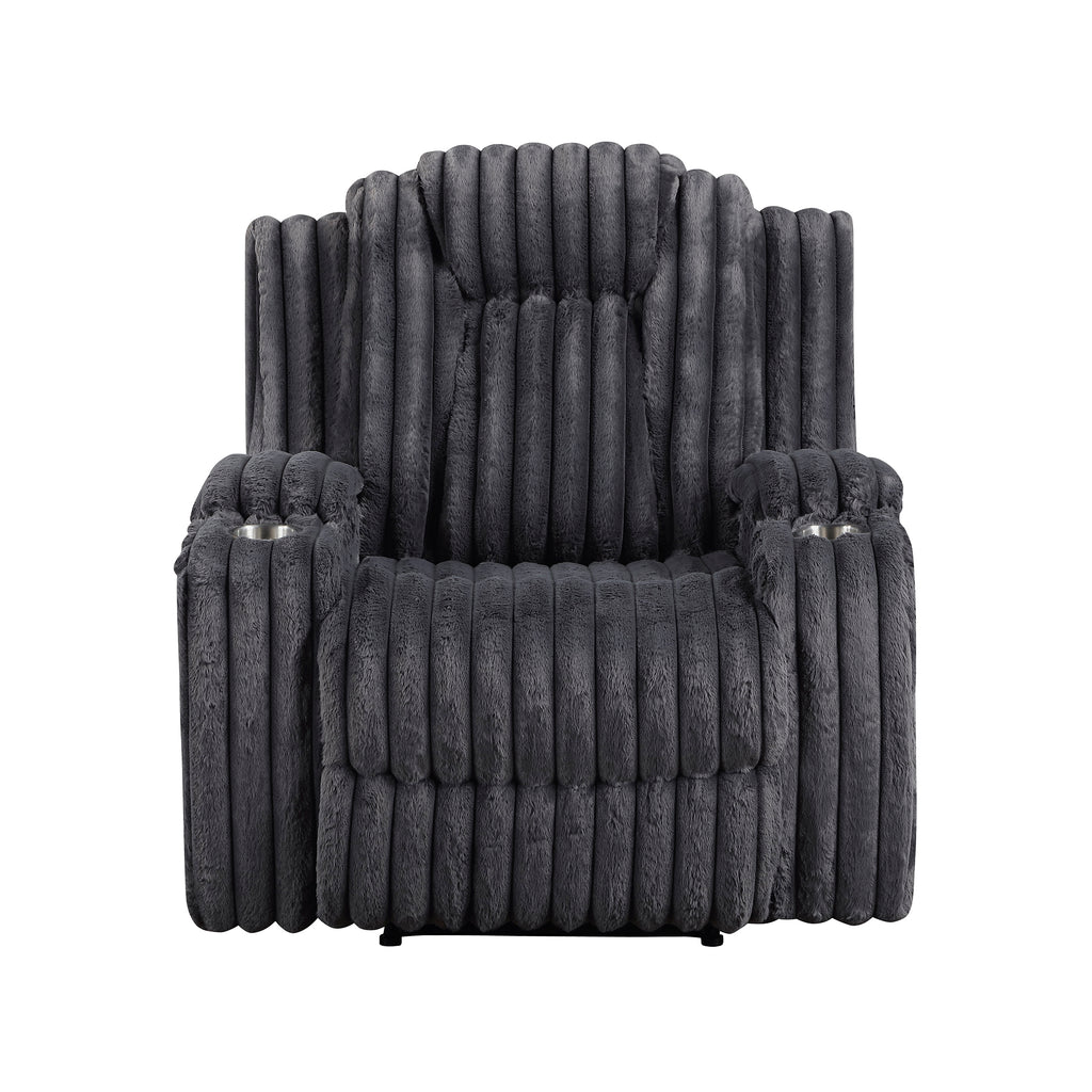 Corduroy Manual Reclining Chair with Cup Holders