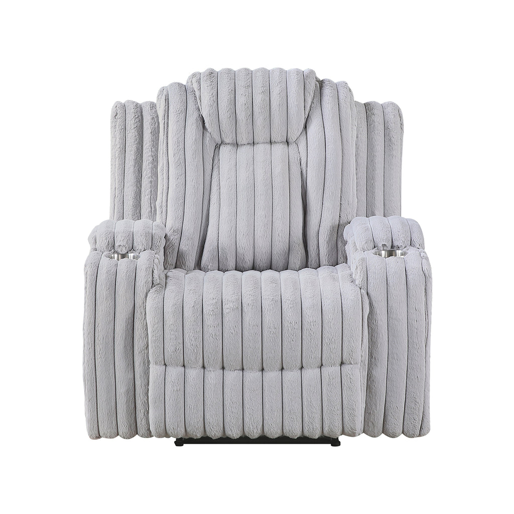 Corduroy Manual Reclining Chair with Cup Holders