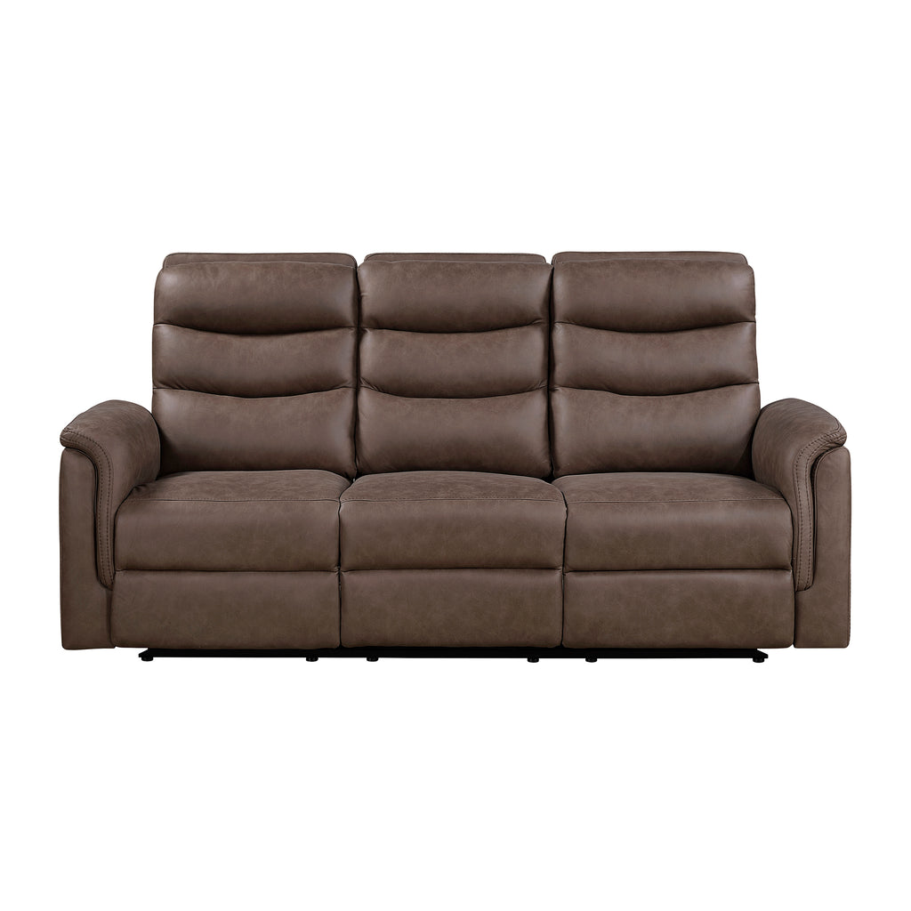 Microfiber Manual Double Reclining Sofa  with Drop-Down Cup Holders