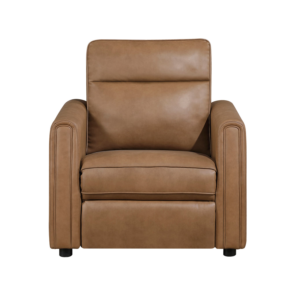 Faux Leather Power Reclining Chair with Rounded Track Arms