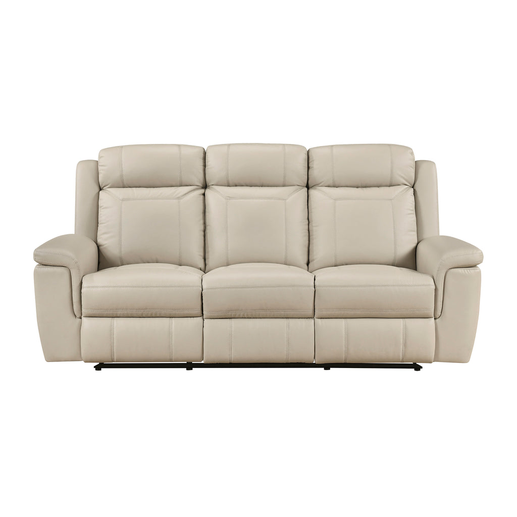 Leather Match Manual Double Reclining Sofa