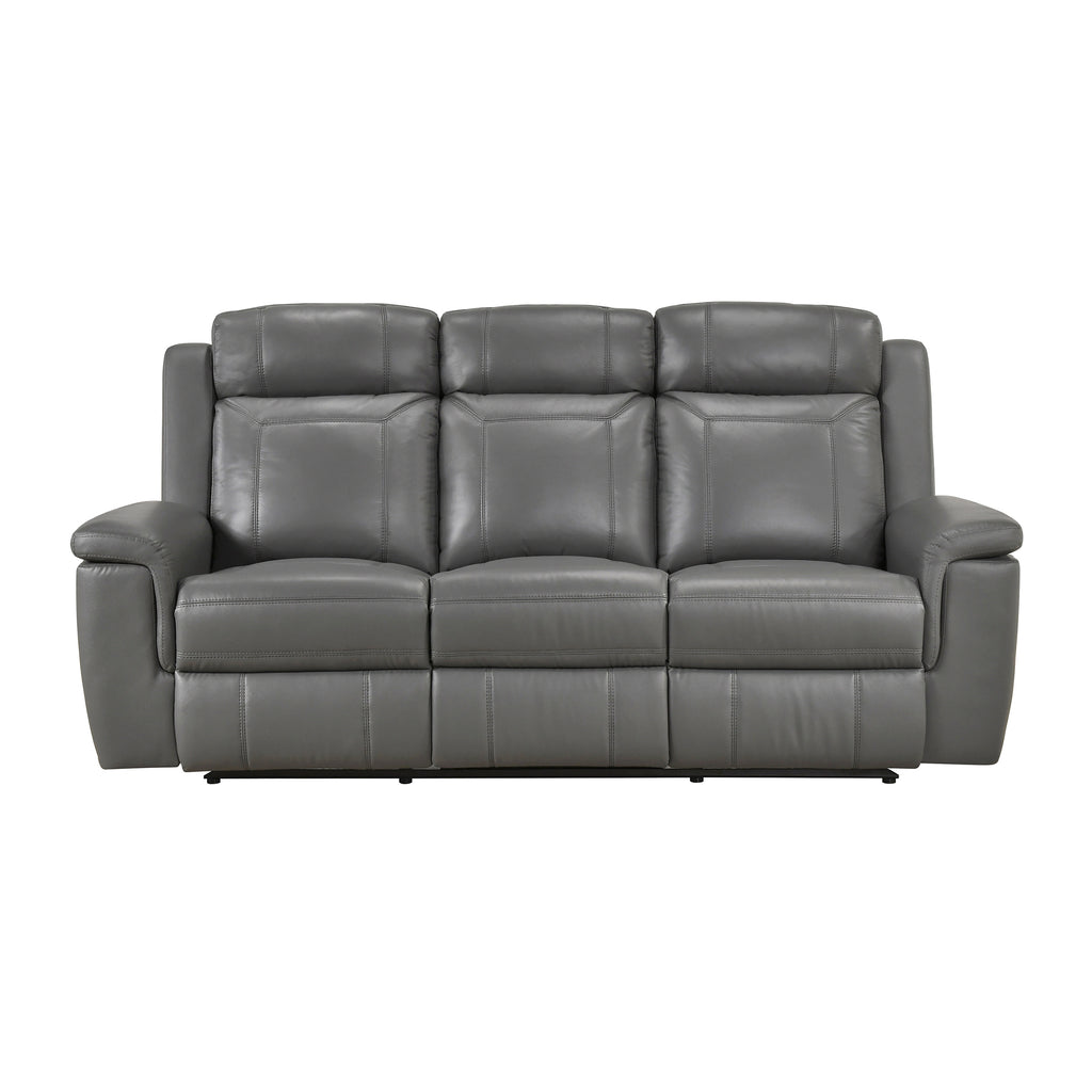 Leather Match Manual Double Reclining Sofa