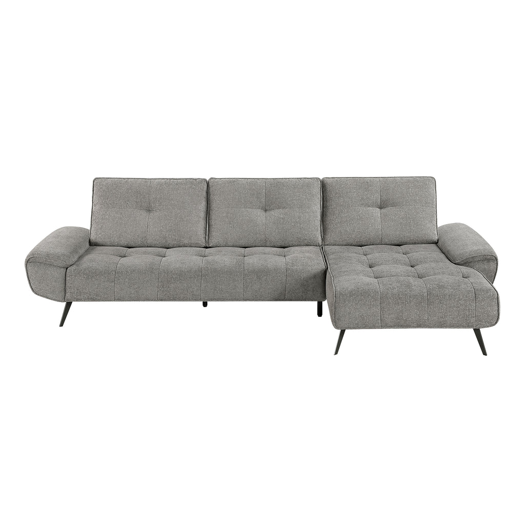 Chenille Fabric 2-Piece Sectional with Right Chaise