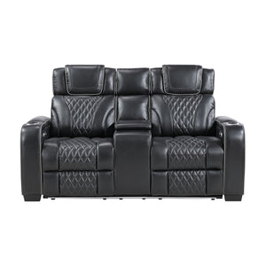 Leather Match Power Reclining Loveseat
