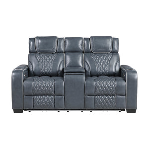 Leather Match Power Reclining Loveseat