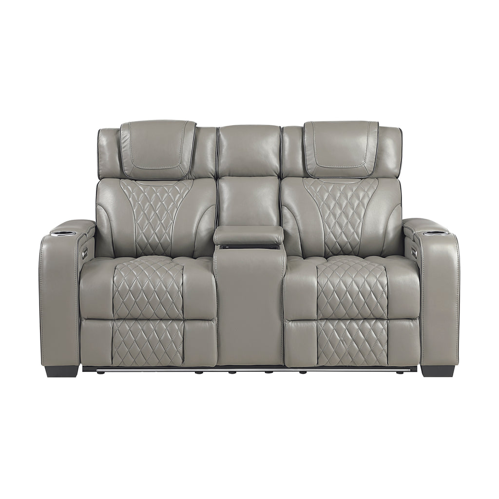 Leather Match Power Reclining Loveseat