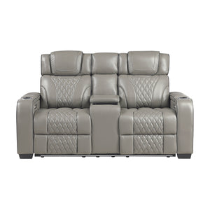 Leather Match Power Reclining Loveseat