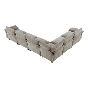 Chenille Fabric 6-Piece Modular Sectional