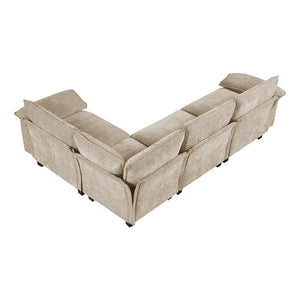 Chenille Fabric 4-Piece Modular Sectional