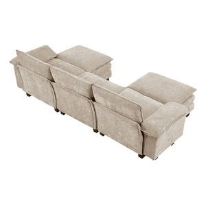 Chenille Fabric 5-Piece Modular Sectional with Two Ottomans