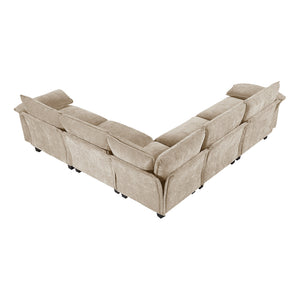 Chenille Fabric 5-Piece Modular Sectional