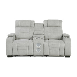 Textured Microfiber Double Reclining Loveseat
